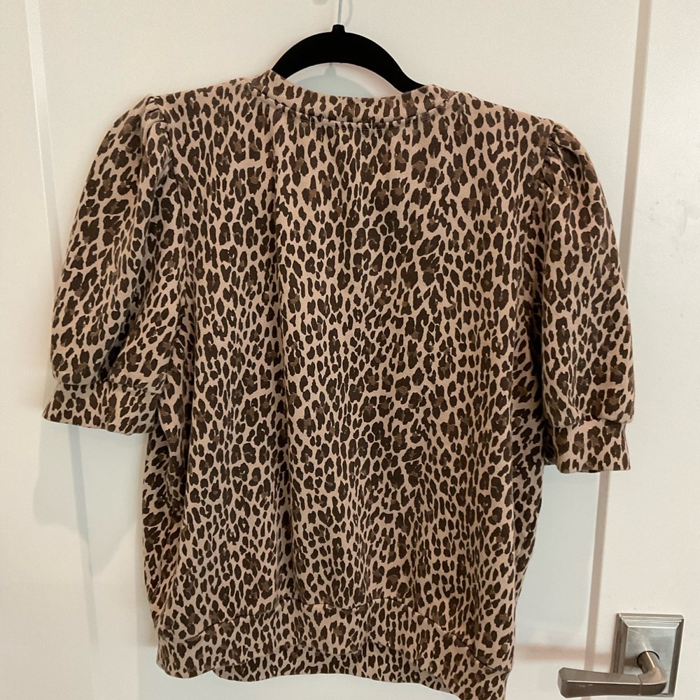 Anthropologie Leopard Print Puff Sleeve Top - Picture 3 of 7